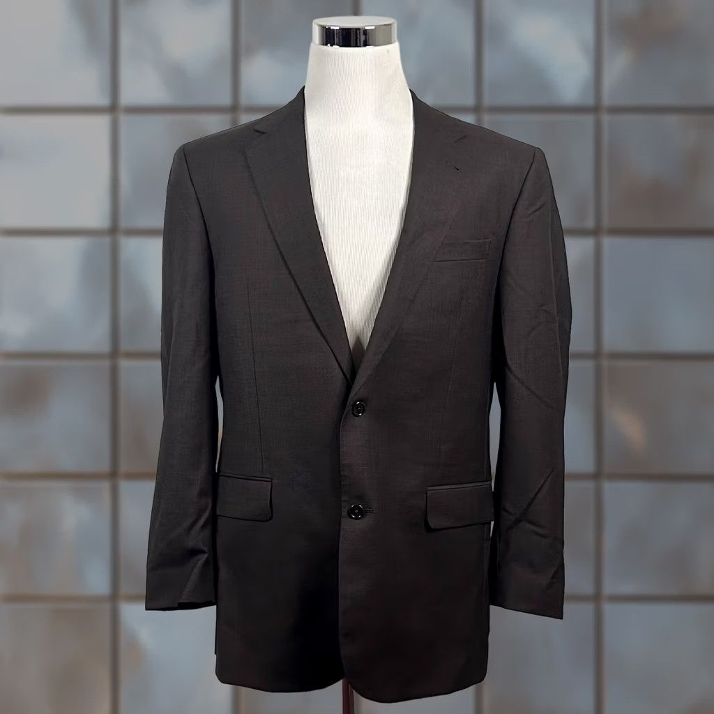 Jos. A. Bank Jos A Bank 44L Suit 34x30 Pleated 100% Wool Brown Two Button Lined Vented Mens Suit Size 34R - 1 Thumbnail
