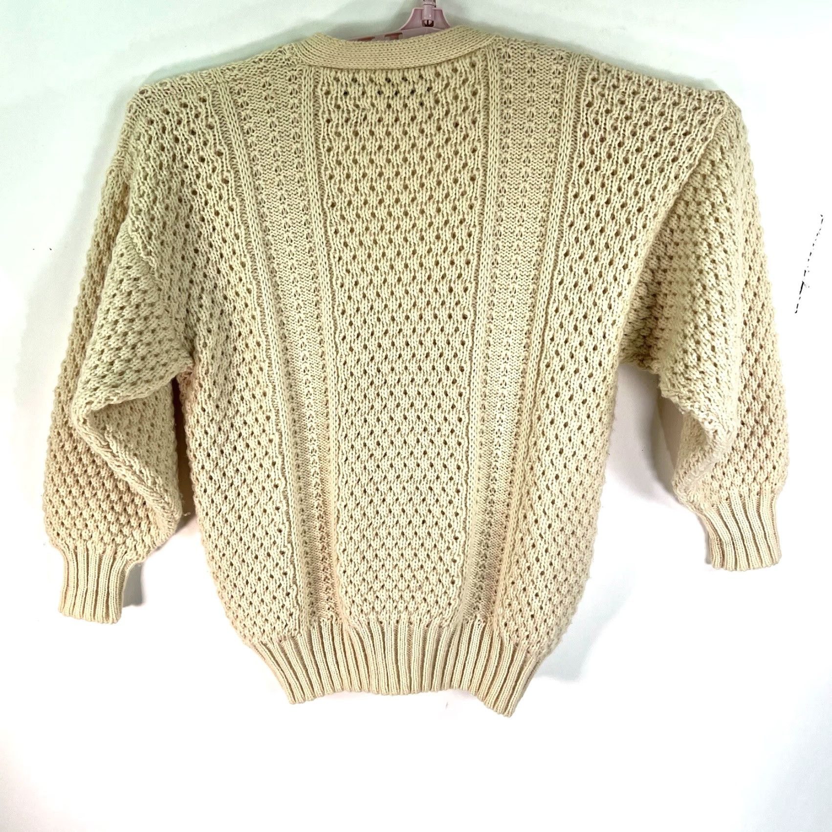 Vintage VINTAGE Donegal II 100% Wool Cable Knit Cardigan Sweater Women's Size L Beige Ireland Size L / US 10 / IT 46 - 7 Thumbnail