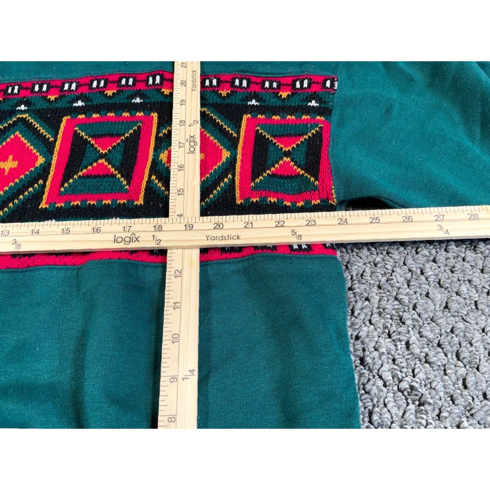 Vintage VINTAGE 90s Aztec Geometric Knit Sweatshirt Women's Plus 18W Green Boxy Fit Pullover Size XXL / US 16-18 / IT 52-54 - 5 Thumbnail