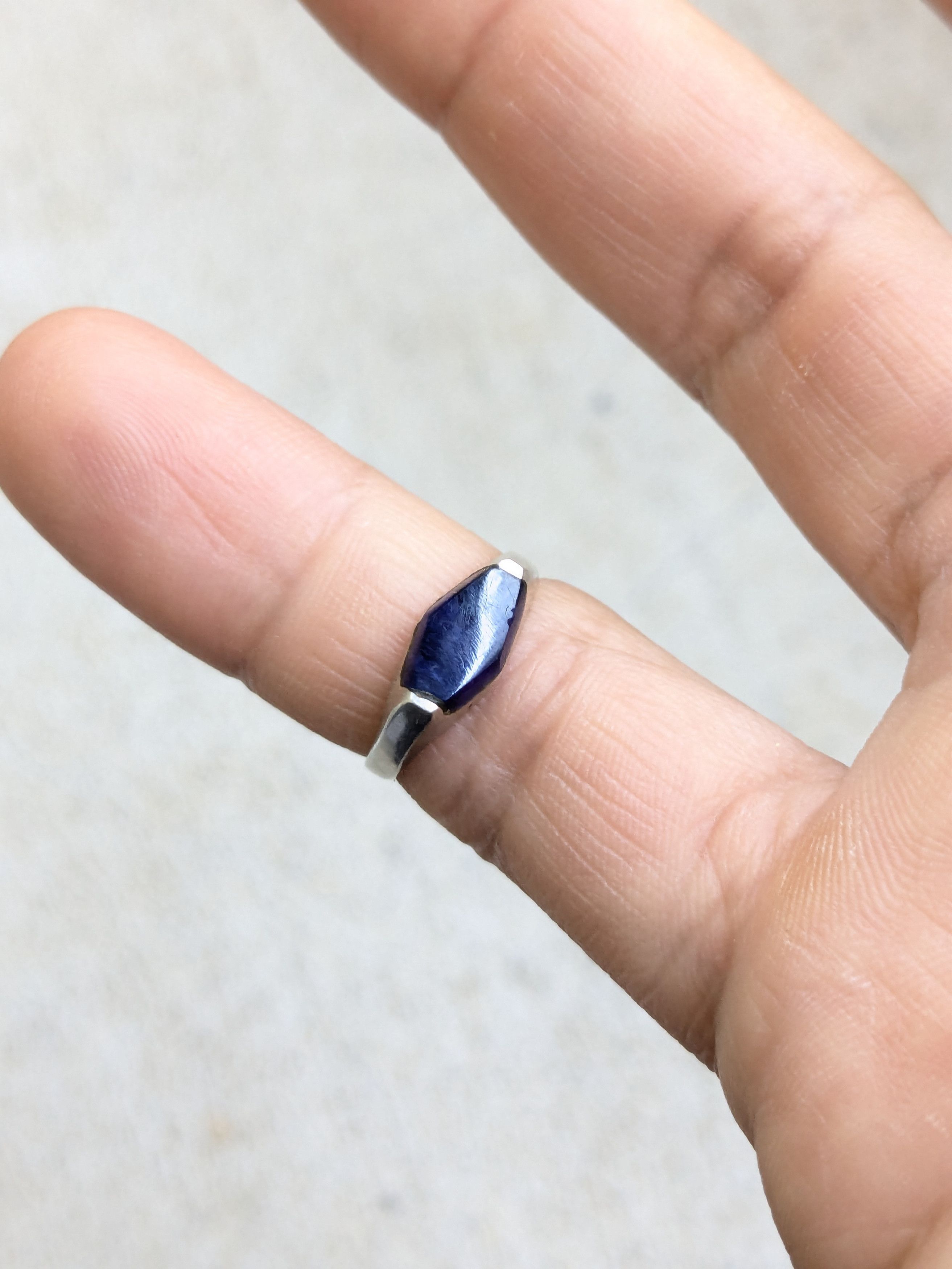 Jewelry Vintage Sterling Silver Ring Blue Sodalite 5 Modern Taxco Size ONE SIZE - 9 Thumbnail