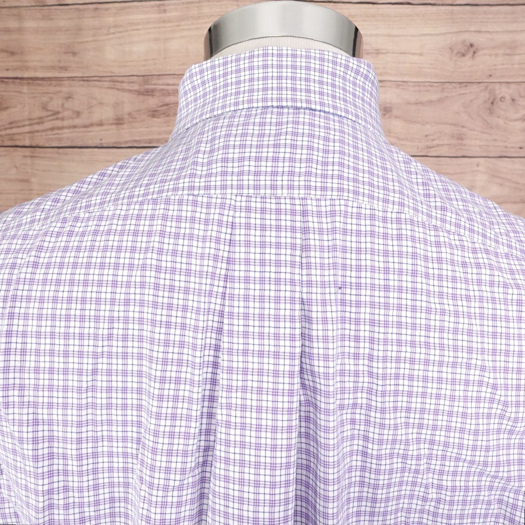 Ralph Lauren VINTAGE LAUREN RALPH LAUREN LRL DRESS SHIRT Mens 15.5 34/35 Purple Check Non-Iron Button-Front Regular Cuff Barrel 23.5" Pit To Pit Size 40R - 5 Thumbnail