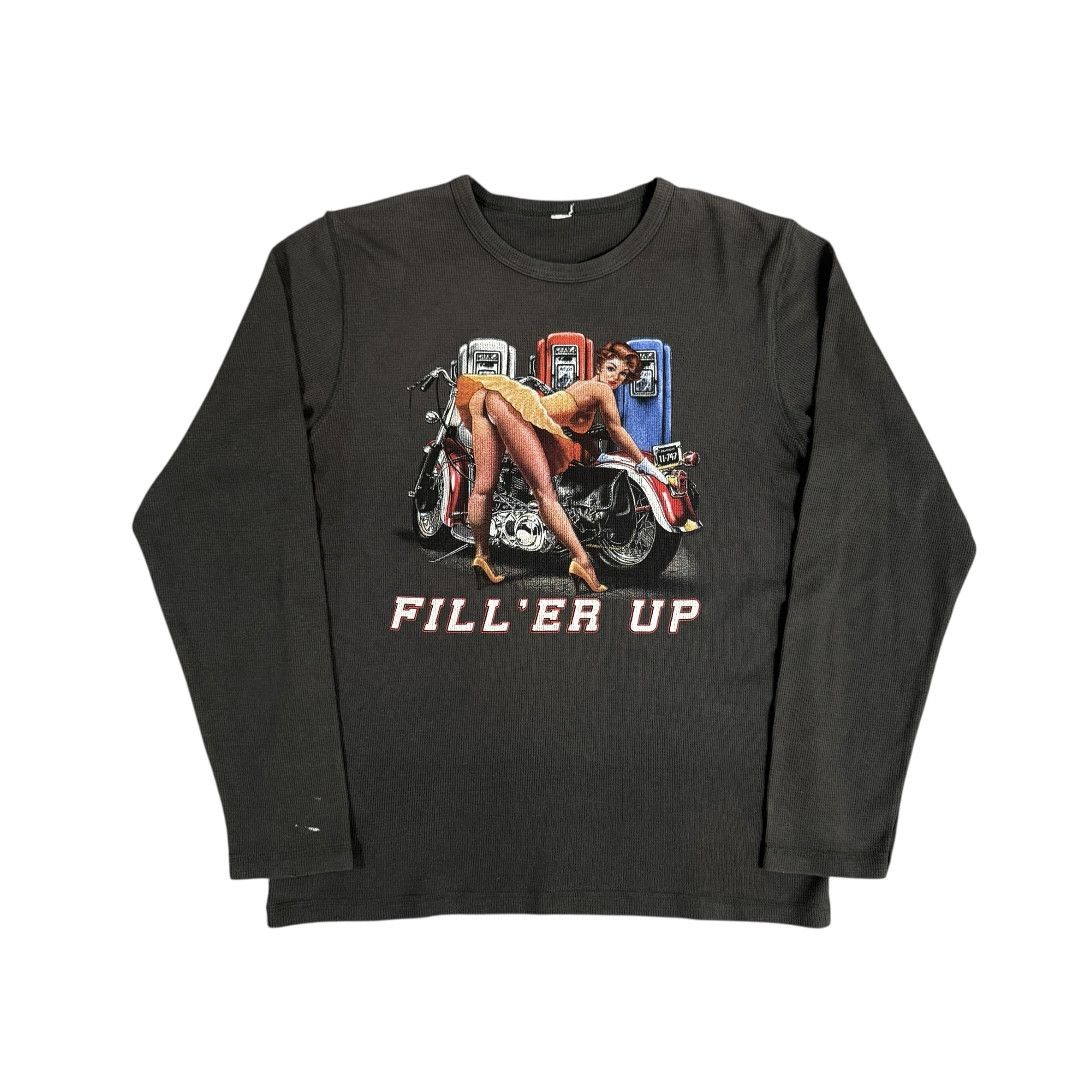 Vintage Vintage 2000s Biker "Fill Her up" Thermal Long Sleeve Size US XL / EU 56 / 4 - 3 Thumbnail