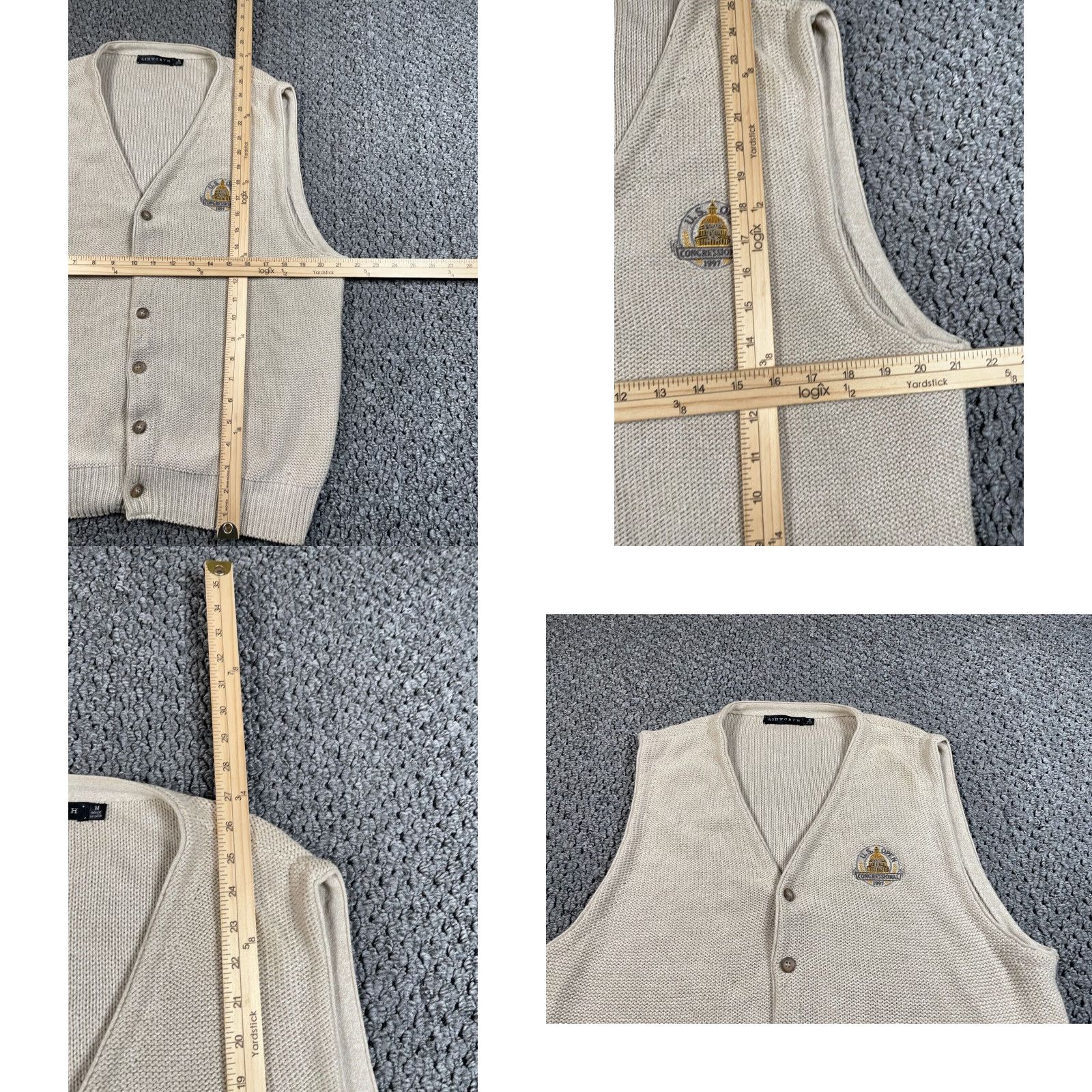 Vintage Vintage 1997 US Open Ashworth Mens Medium Sweater Vest Adult Beige Cotton Knitted Sports Retro Size US M / EU 48-50 / 2 - 8 Thumbnail