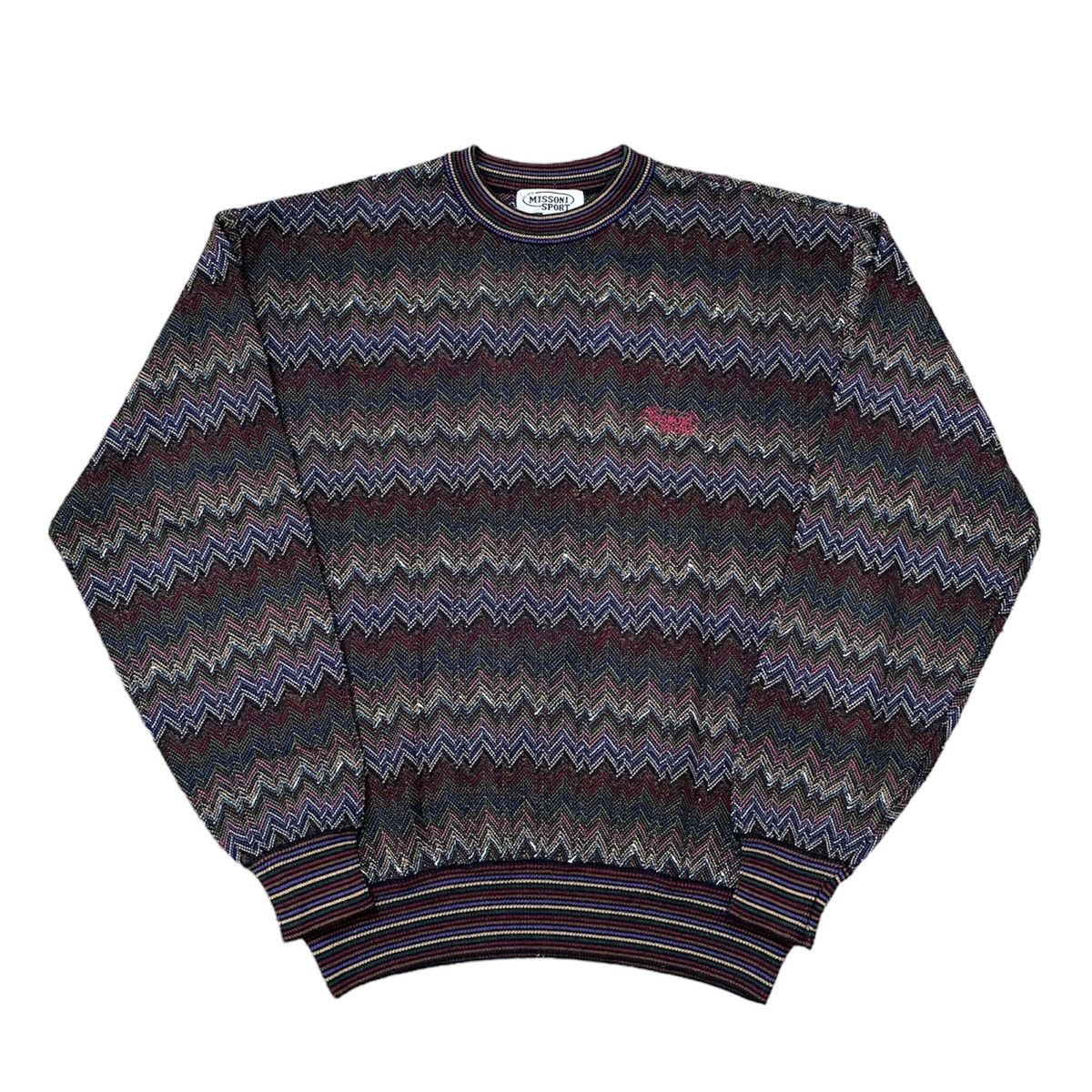 image of Black Missoni Sport Knit Sweater in Pattern Black, Men's (Size Large)