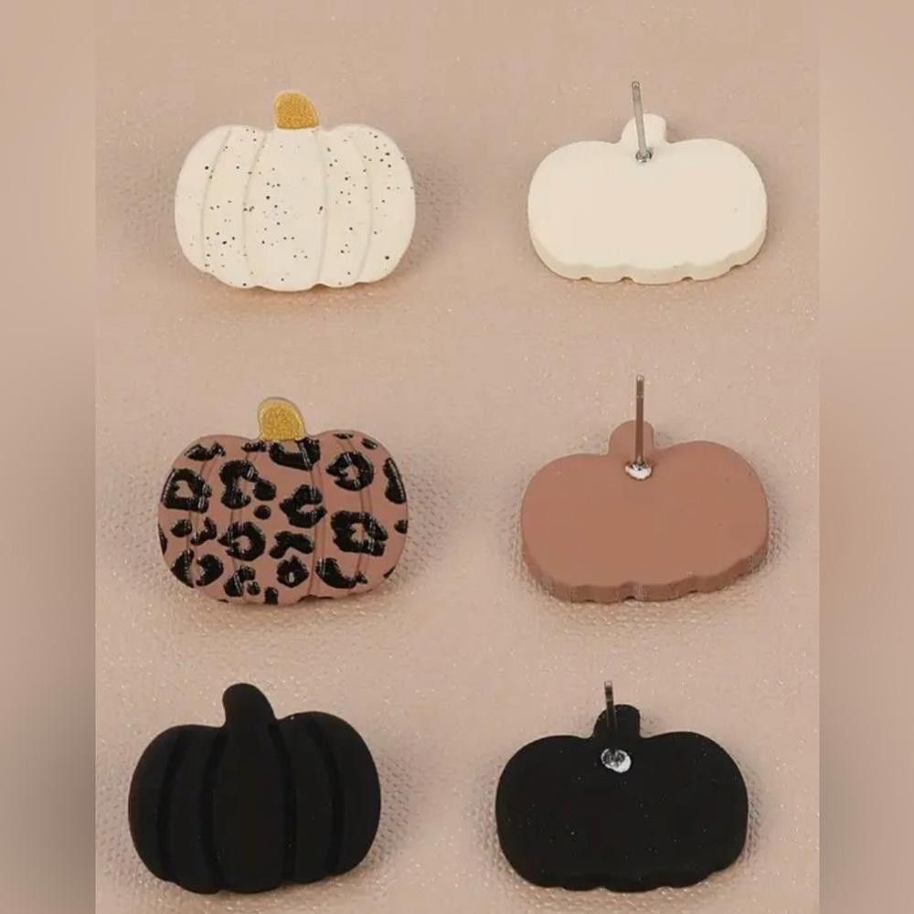 Designer Fall pumpkin earrings set of 3 Size ONE SIZE - 1 Thumbnail