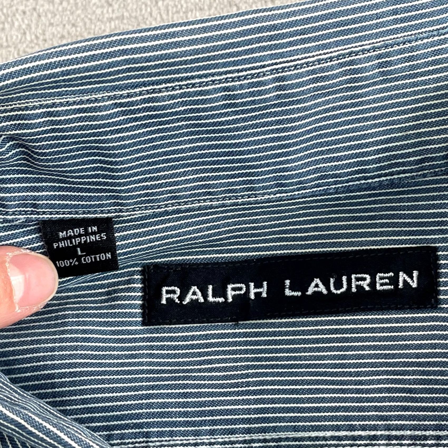 Ralph Lauren Ralph Lauren Black Label Workshirt Man Large Blue Striped Long Sleeve Button-Up Shirt Size US L / EU 52-54 / 3 - 2 Thumbnail