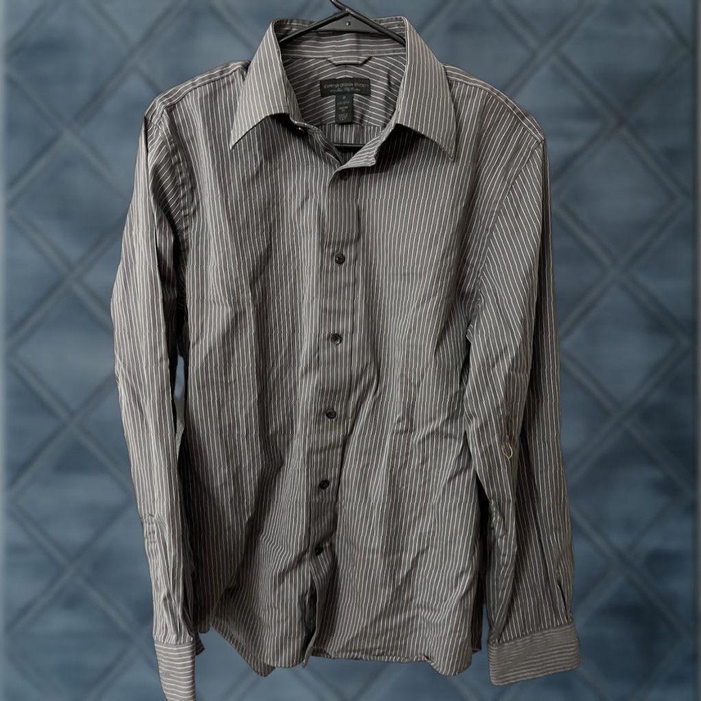 Express EXPRESS Mens Shirt 80s Button-Up Long Sleeve Gray Stripe Cotton Classic Size M by Express Men's Shirt 80s Theme Size US M / EU 48-50 / 2 - 1 Thumbnail