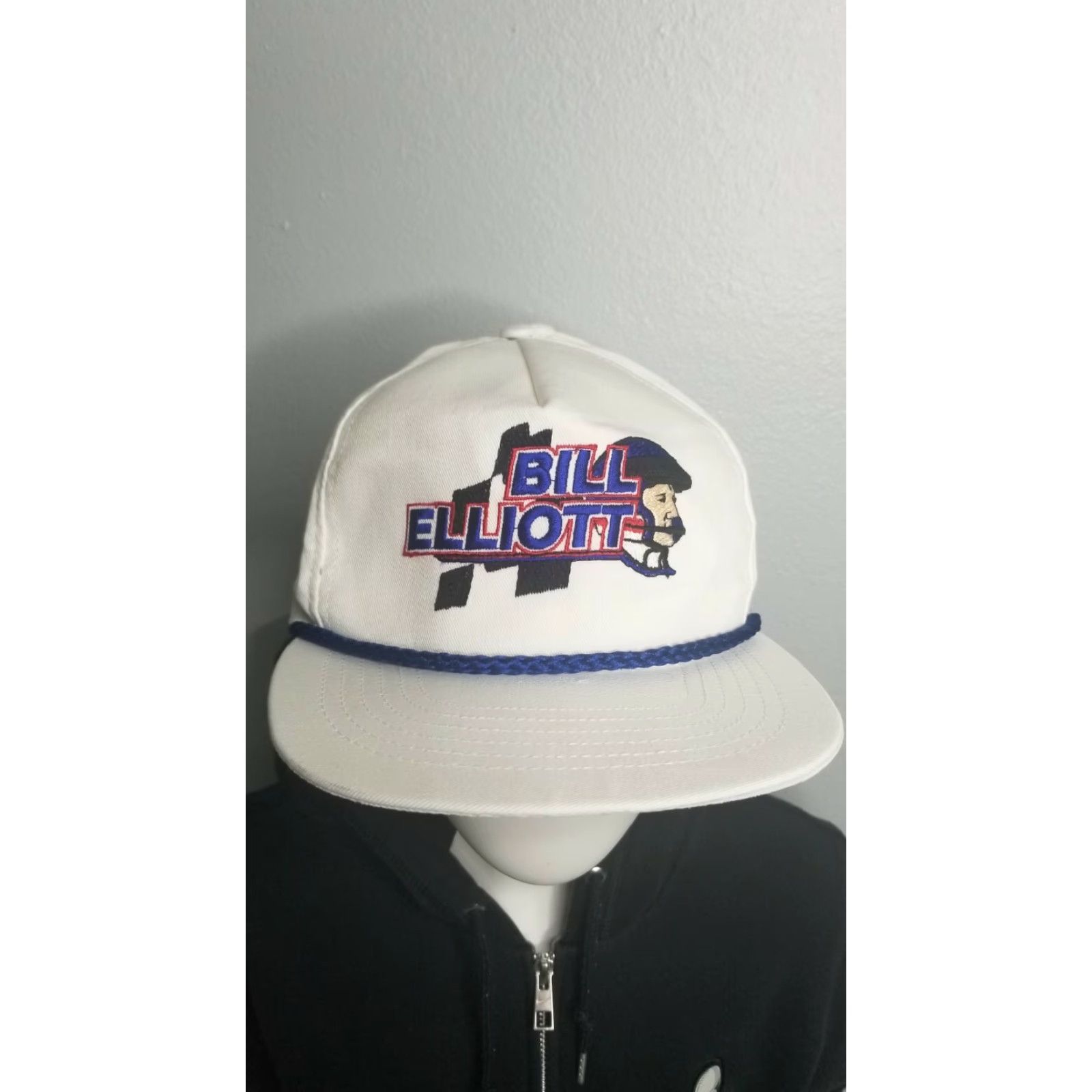 NASCAR Vintage 80s Bill Elliott Trucker Hat Snapback NASCAR Racing Dad Cap White Adjustable Cotton Men Hat Brand SKM Size ONE SIZE - 2 Thumbnail