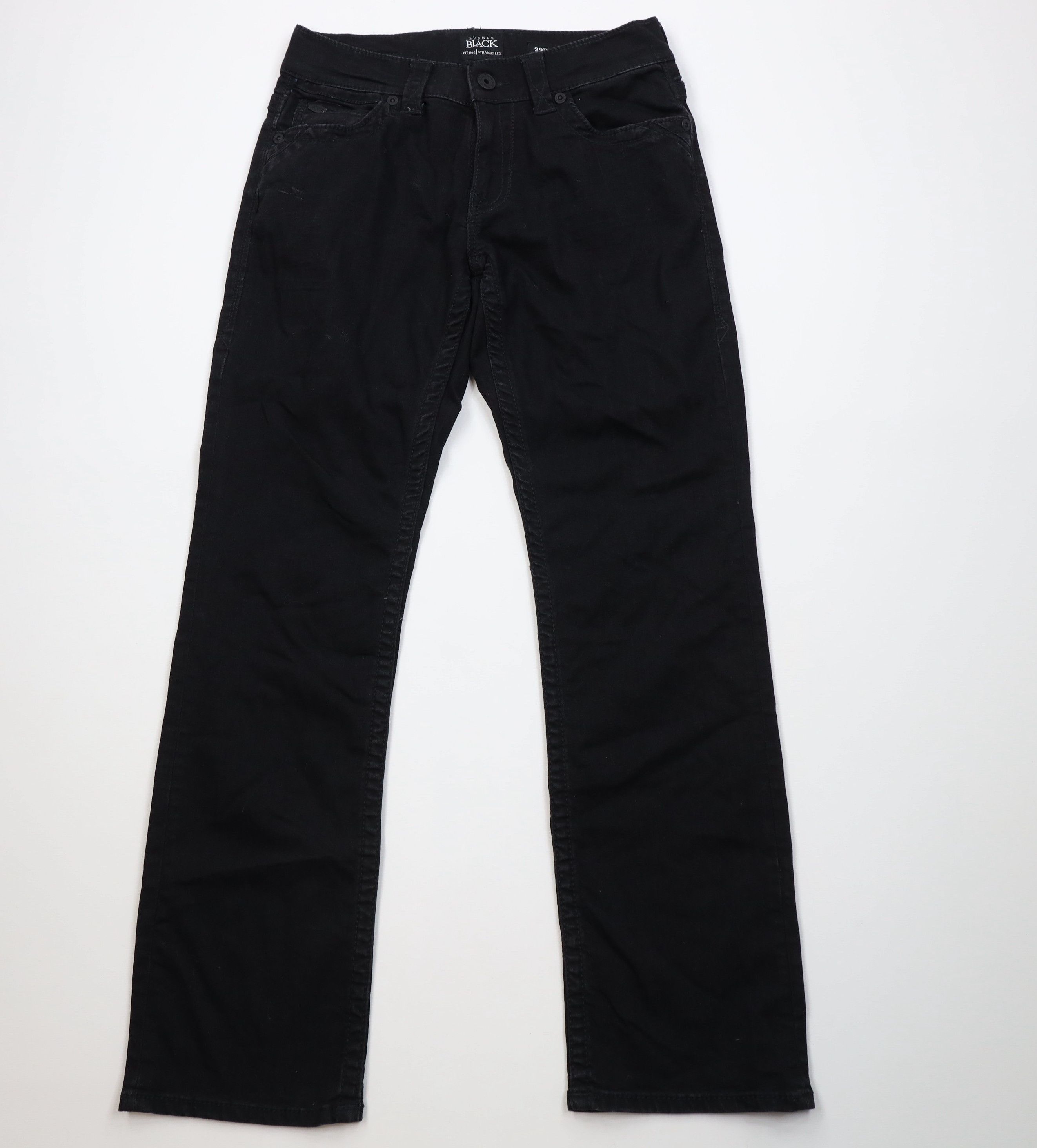 Vintage Buckle Black Thick Stitch Fit No 9 Straight Leg Denim Jeans Size US 29 - 1 Thumbnail
