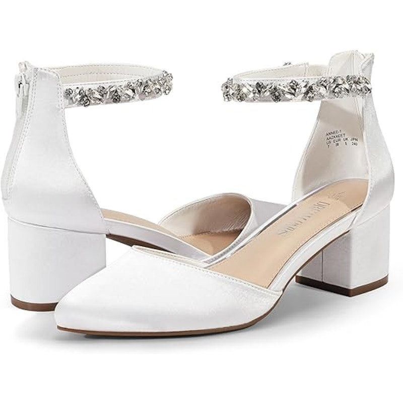 Other Dream Pairs Womens 9 White Satin Pointy Toe 2.25" Heel Shoes Size ONE SIZE - 4 Thumbnail