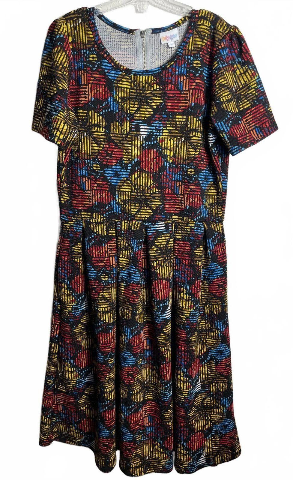 Other LuLaRoe Dress Mini Women's Large Puff Shoulder Pleated Retro Size L / US 10 / IT 46 - 1 Thumbnail