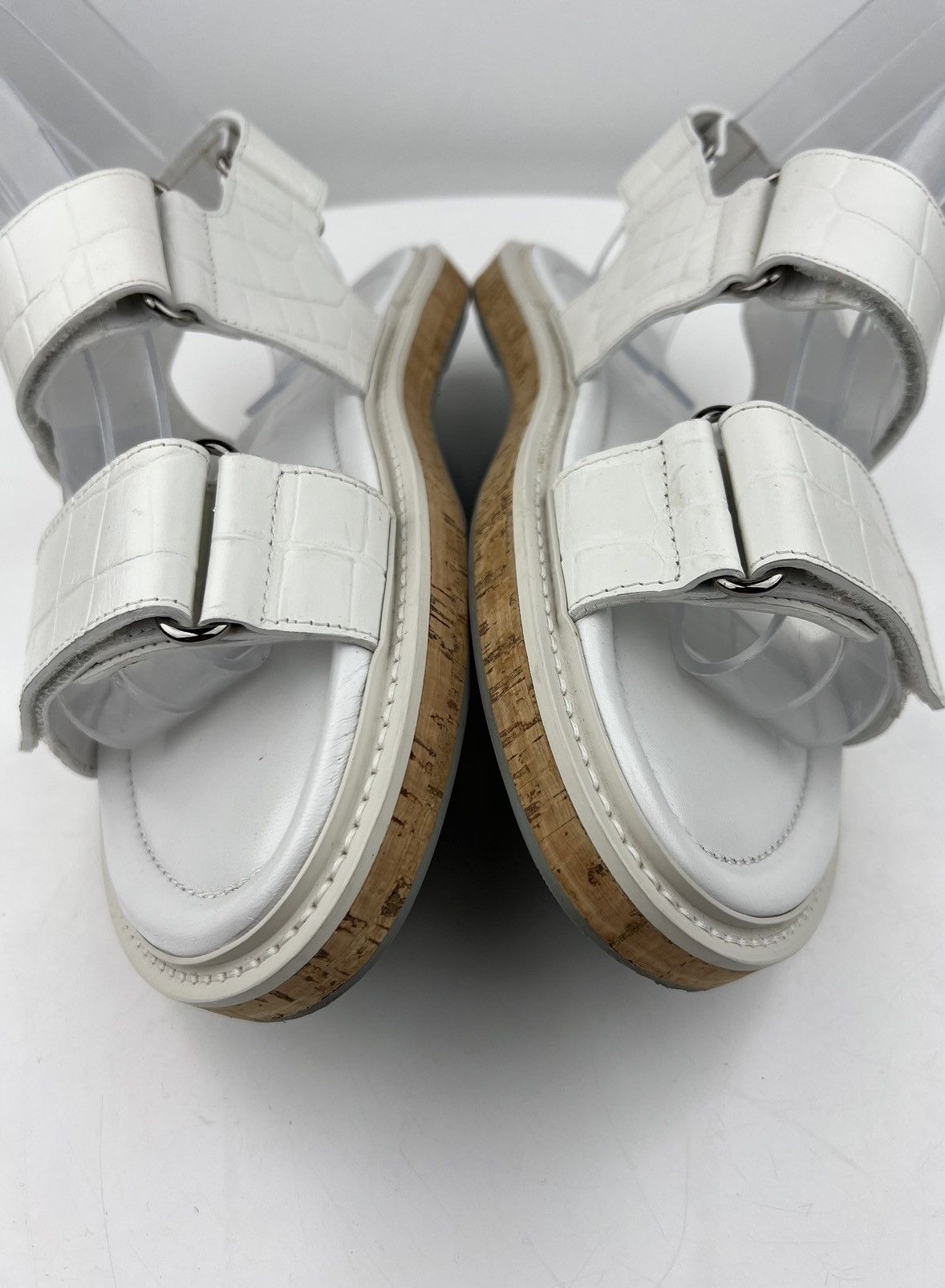 Louis Vuitton LOUIS VUITTON Sandals Textured Leather Shoes Cork Sole LV Size US 9 / EU 42 - 9 Thumbnail