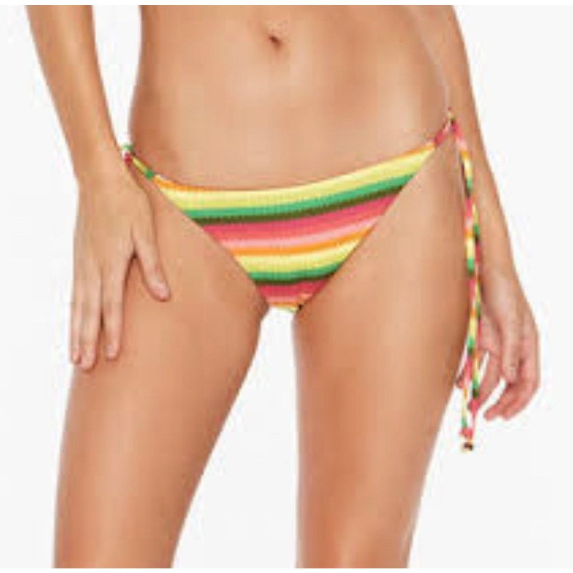 Anthropologie NEW L*SPACE Rainbow Stripe White Swimsuit Bikini Bottom Size ONE SIZE - 1 Thumbnail