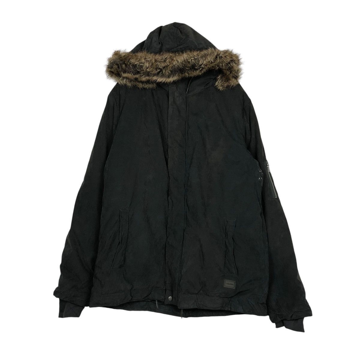 Japanese Brand 🔥VINTAGE BOMBER JACKET CHORE WORKER VOLCOM MINK FUR HOODIE Size US XL / EU 56 / 4 - 3 Thumbnail
