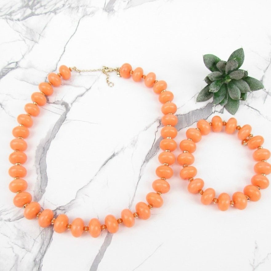 J.Crew J.Crew Coral Beaded Necklace & Bracelet Set Size ONE SIZE - 1 Thumbnail