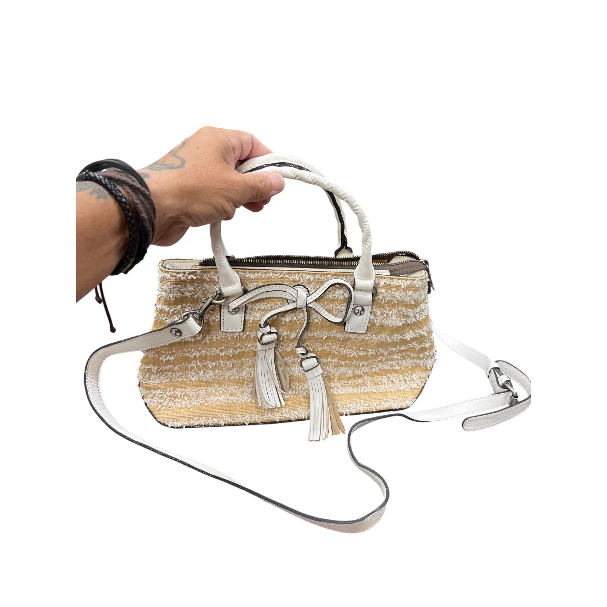 Patricia Nash Patricia Nash Angela wms leather tan white tasseled hand sho Size ONE SIZE - 1 Thumbnail