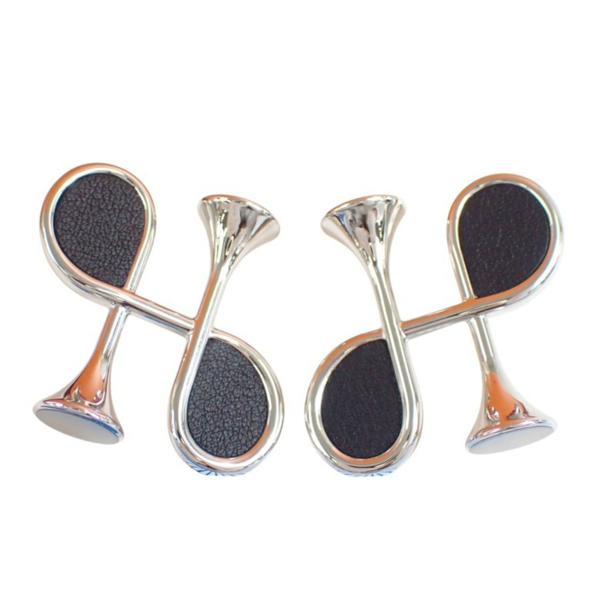Hermes Hermes Cor H earrings in black, silver, and stainless steel for women Size ONE SIZE - 1 Thumbnail