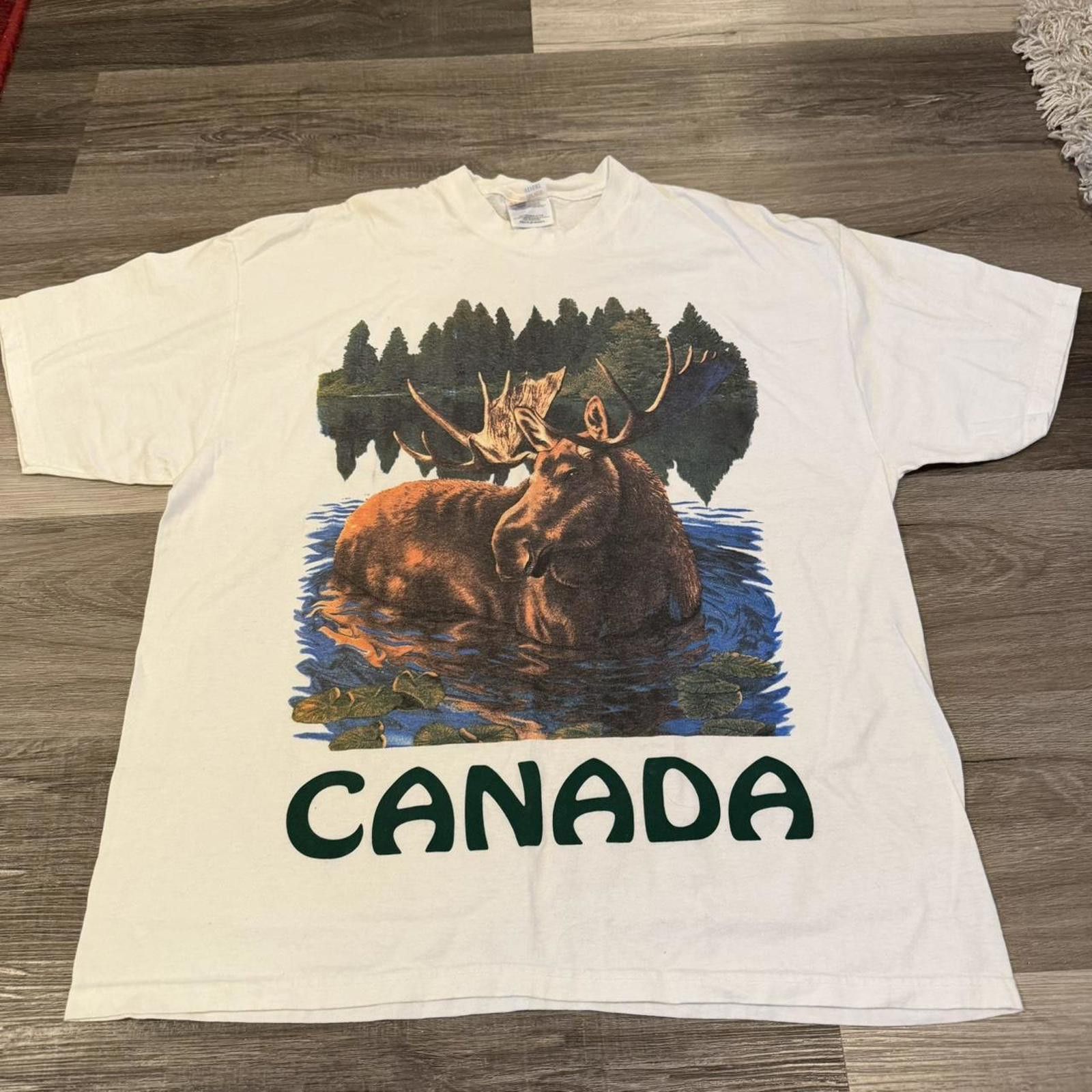 Hanes Vintage moose Canada big print t shirt 90s XL Size US XL / EU 56 / 4 - 3 Thumbnail