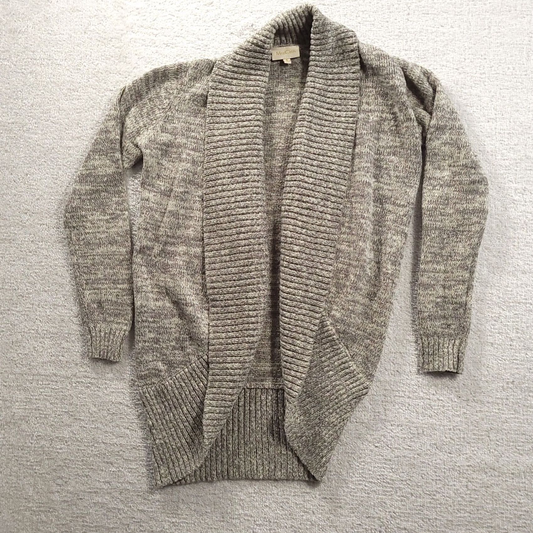 Vintage VINTAGE ModCloth Womens Open Cardigan Knit Heather Gray Sz Small Shawl Collar Size S / US 4 / IT 40 - 2 Thumbnail