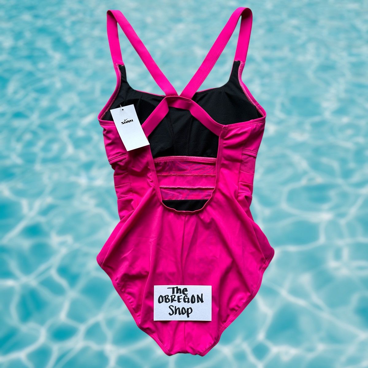 Nike NIKE WOMENS MESH PINK V BACK ONE PIECE SWIMSUIT XL WHITE NEW Size XL / US 12-14 / IT 48-50 - 2 Thumbnail