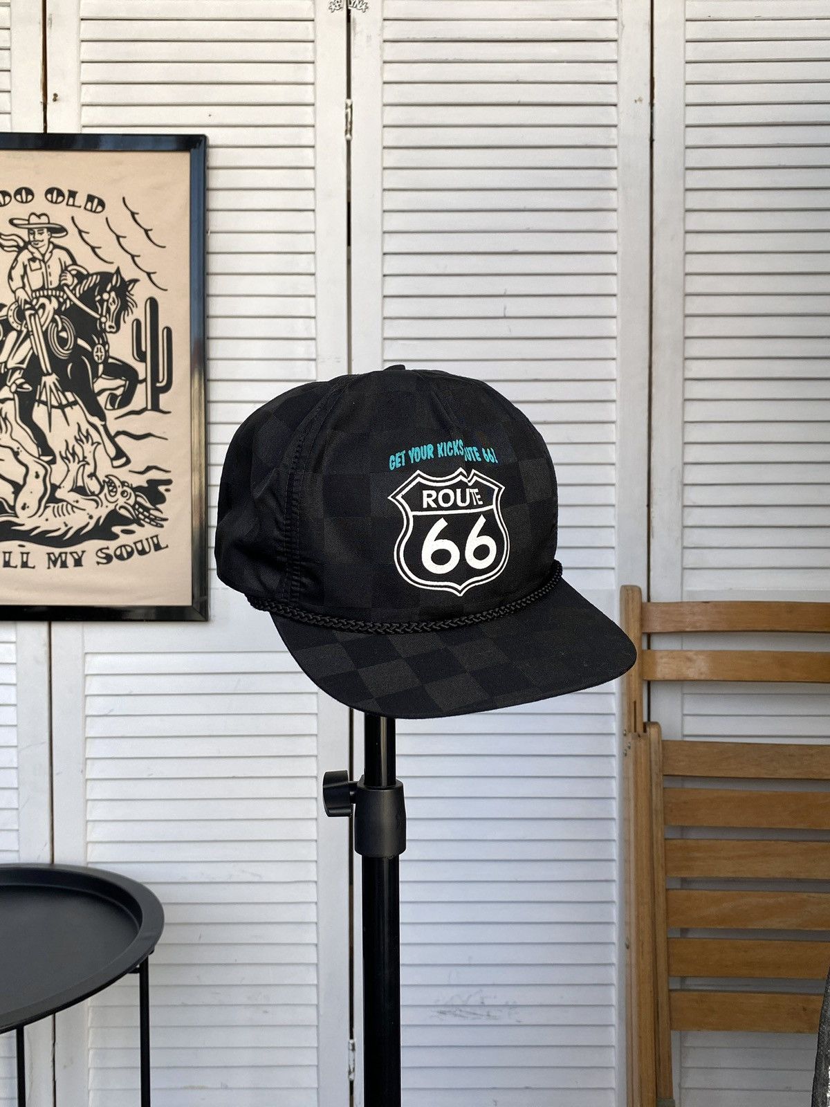 Route 66 × Vintage Vintage Route 66 Trucker Hat Black Chessboard Rope USA Size ONE SIZE - 2 Thumbnail