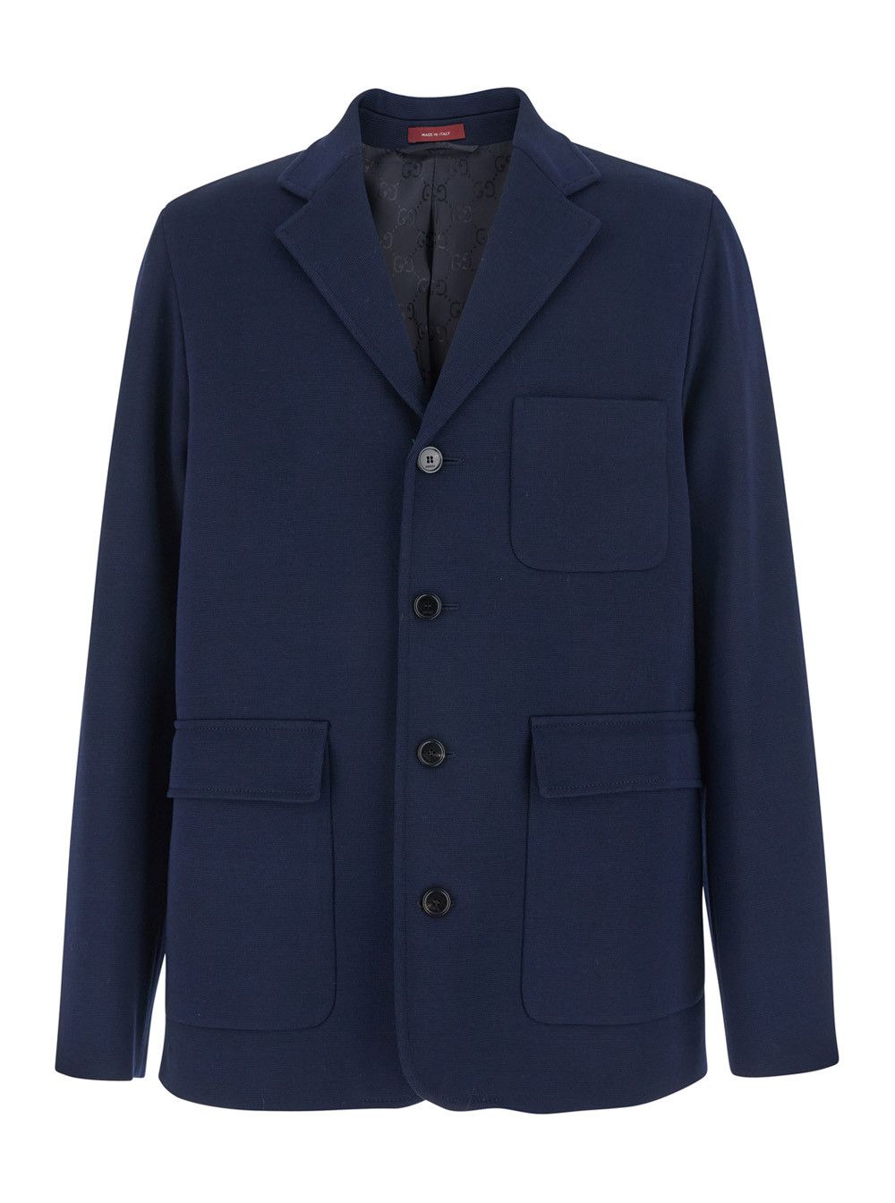 Gucci Blue Jacket with Notched Revers and Applied Pockets In Cotton for Men Size US XL / EU 56 / 4 - 1 Thumbnail
