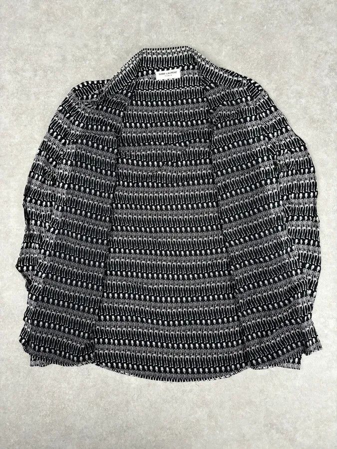 Saint Laurent Paris FW2016 Saint Laurent Black Skeleton Print Shirt by Hedi Slimane Size US S / EU 44-46 / 1 - 7 Thumbnail