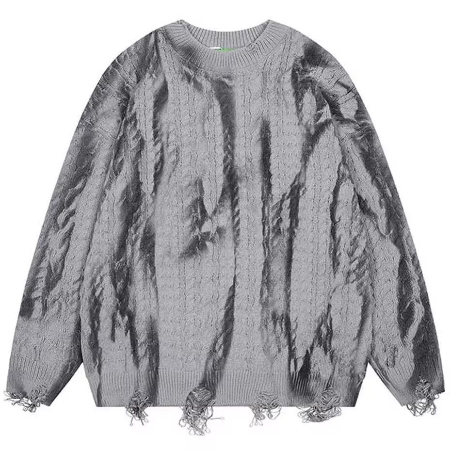 Japanese Brand × Vintage Grunge Frayed Pullover Hole Retro Sweater Size US L / EU 52-54 / 3 - 1 Thumbnail