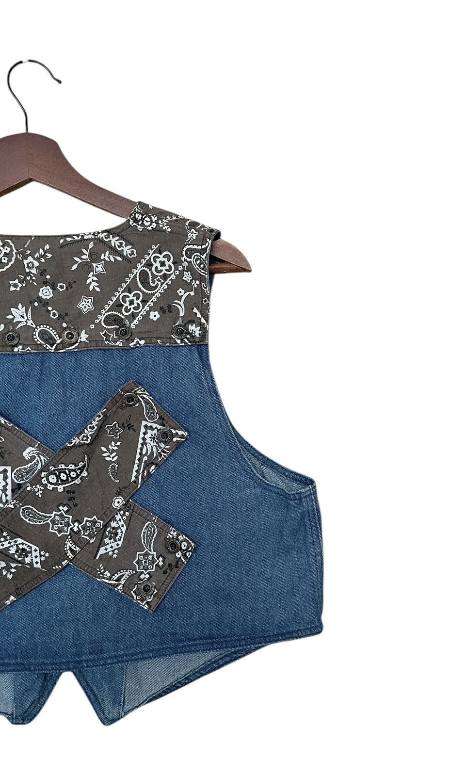 Vintage Japanese Brand Marie Patchwork Denim Vest 1990s