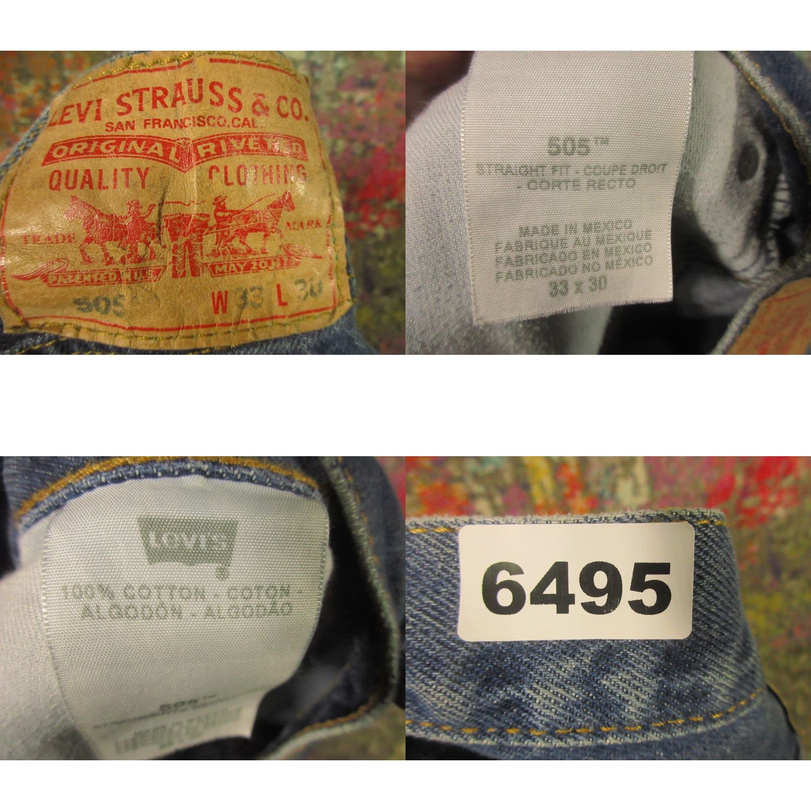 Levi's Levi's 505 Jeans 33x30 Regular Straight Denim Blue Medium Wash Mens Size US 33 - 8 Thumbnail