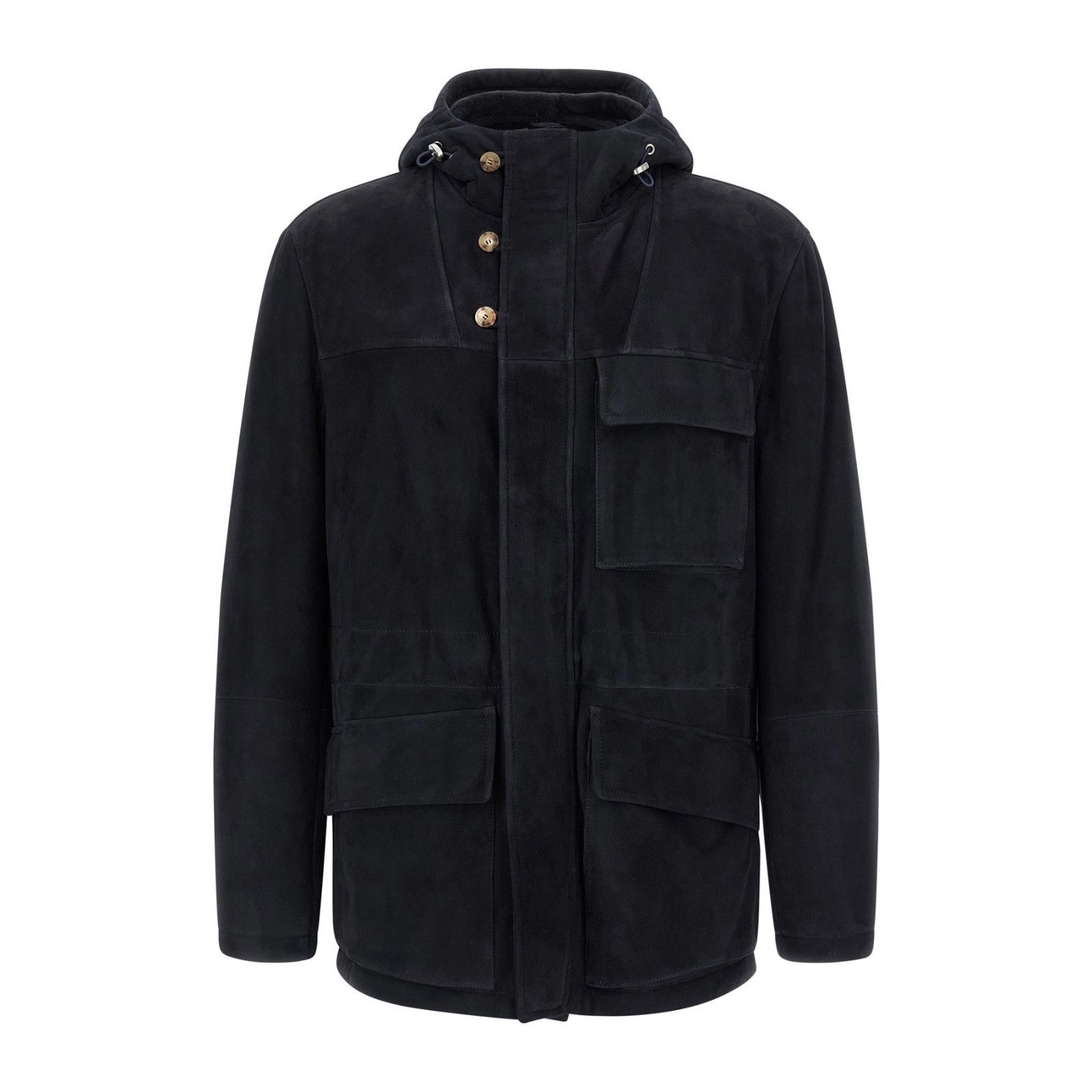 BRUNELLO CUCINELLI $15500 Navy Blue Tone On Tone Suede Parka