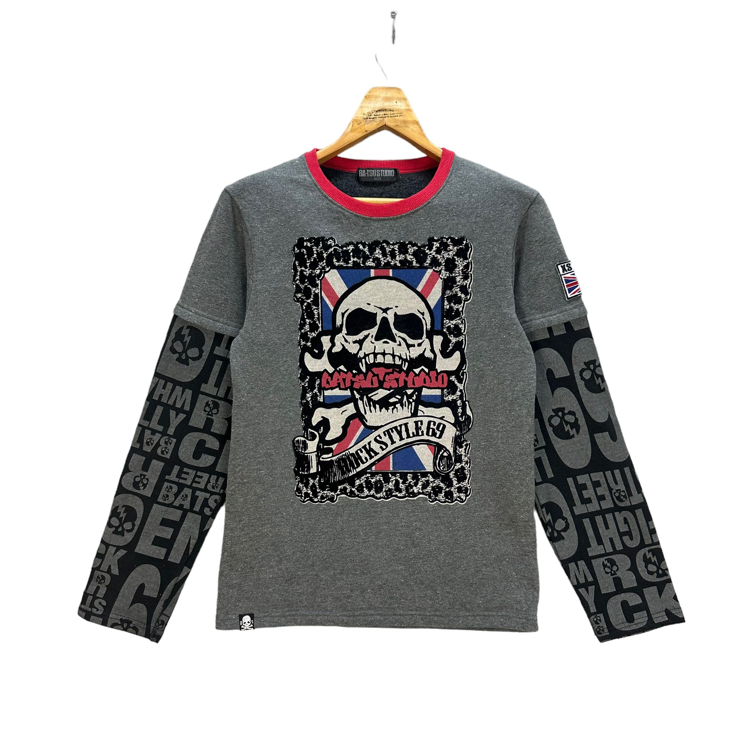 image of Skulls Batsu Studio Rock Style 69 Long Sleeve Shirt 8050-198, Men's (Size Small)