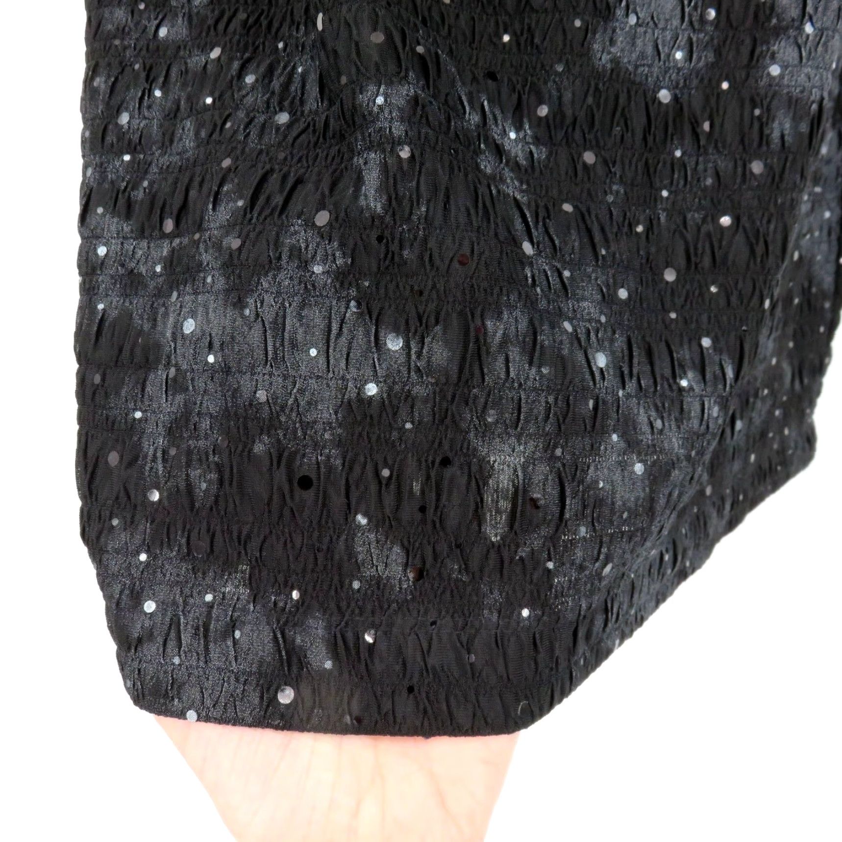 Vintage VINTAGE R&M Richards Women Dress Cocktail Sleeveless Square Neck 14 Black Gray Crinkled Midi Sheath Size XL / US 12-14 / IT 48-50 - 3 Thumbnail
