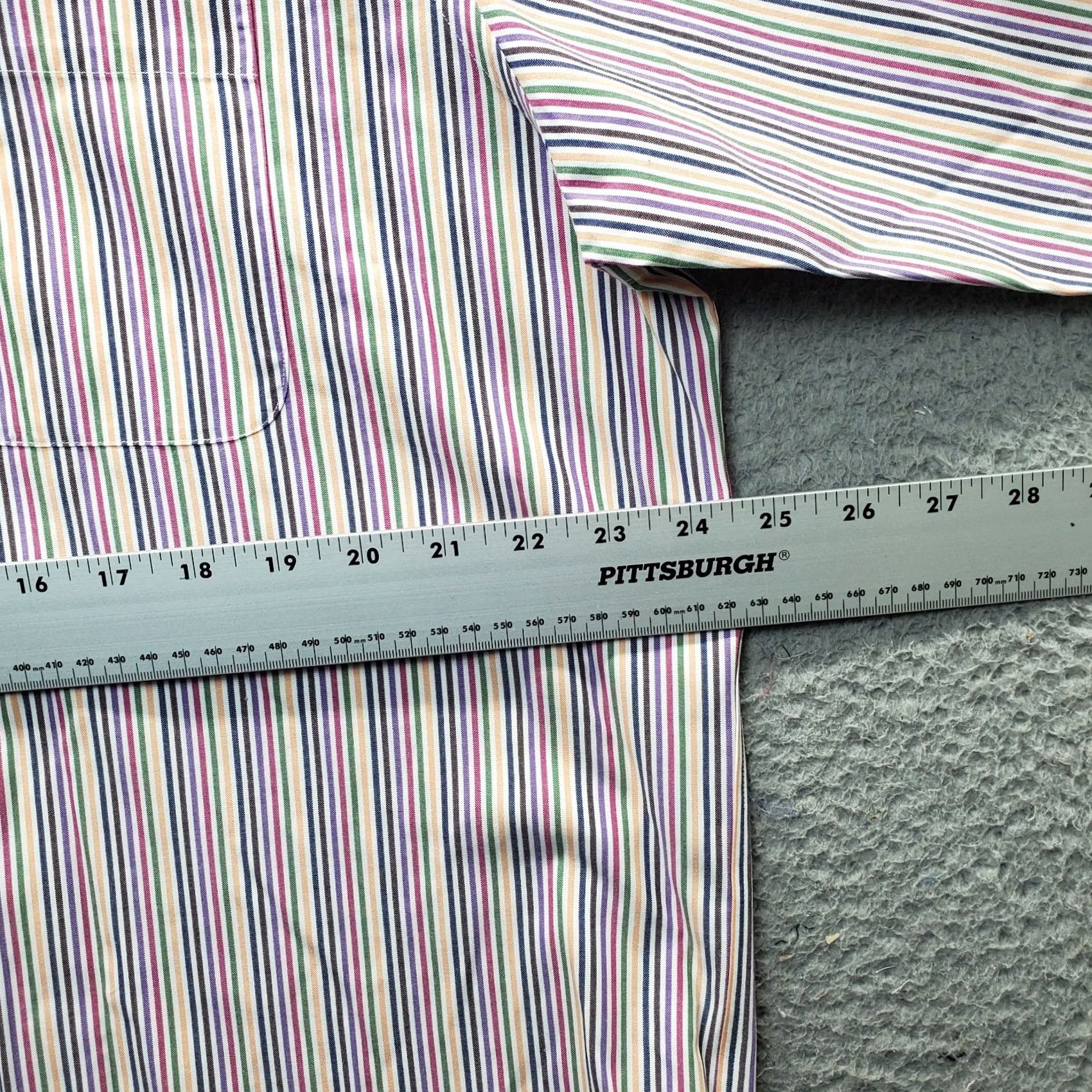Lands' End Lands' End Mens Dress Shirt 17 Multicolor Striped Long Sleeve Collared Button Down Shirt Size 46R - 4 Thumbnail