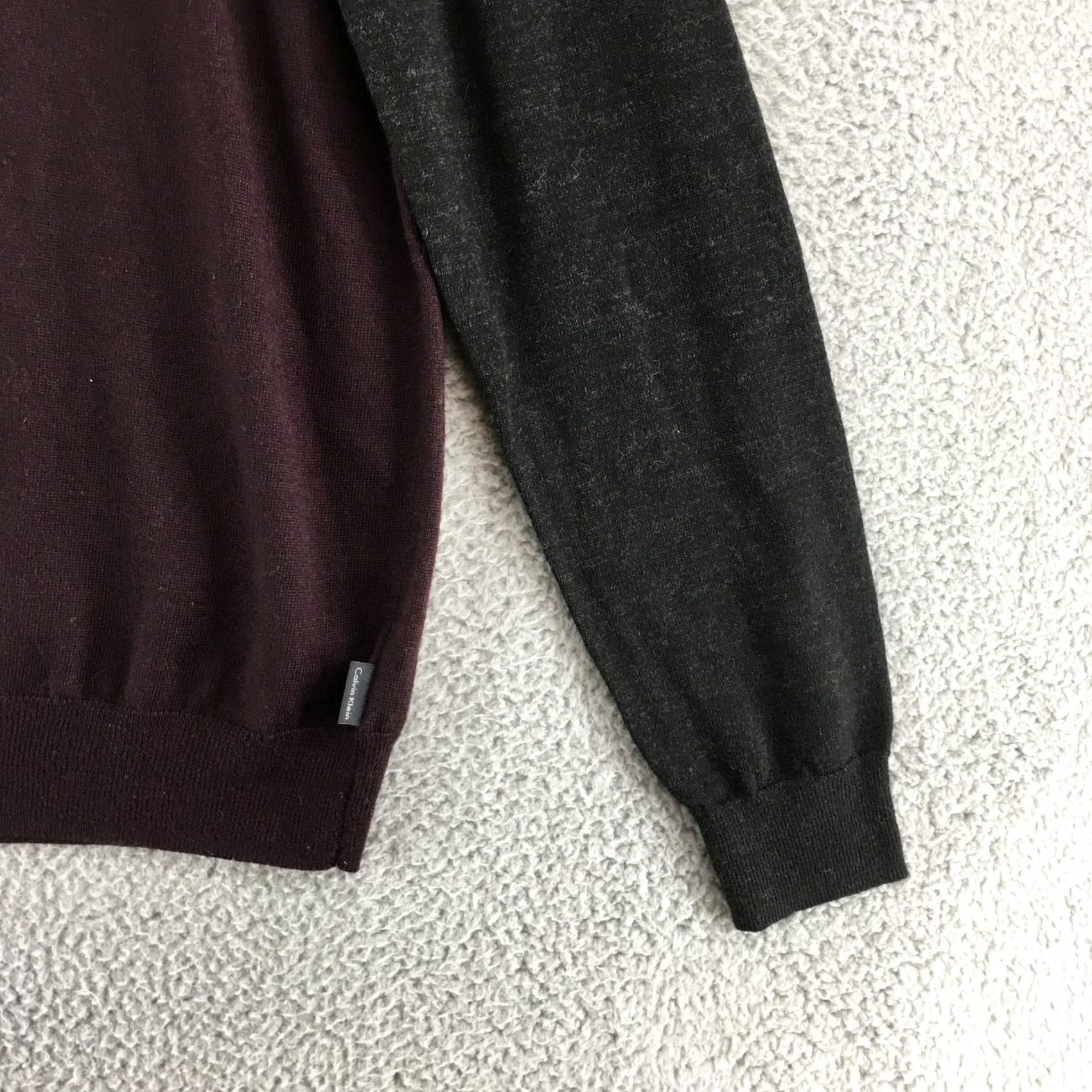 Calvin Klein Calvin Klein Quarter Zip Pullover Sweater Mens L Grey Burgendy Long Sleeve Knit Size US L / EU 52-54 / 3 - 3 Thumbnail