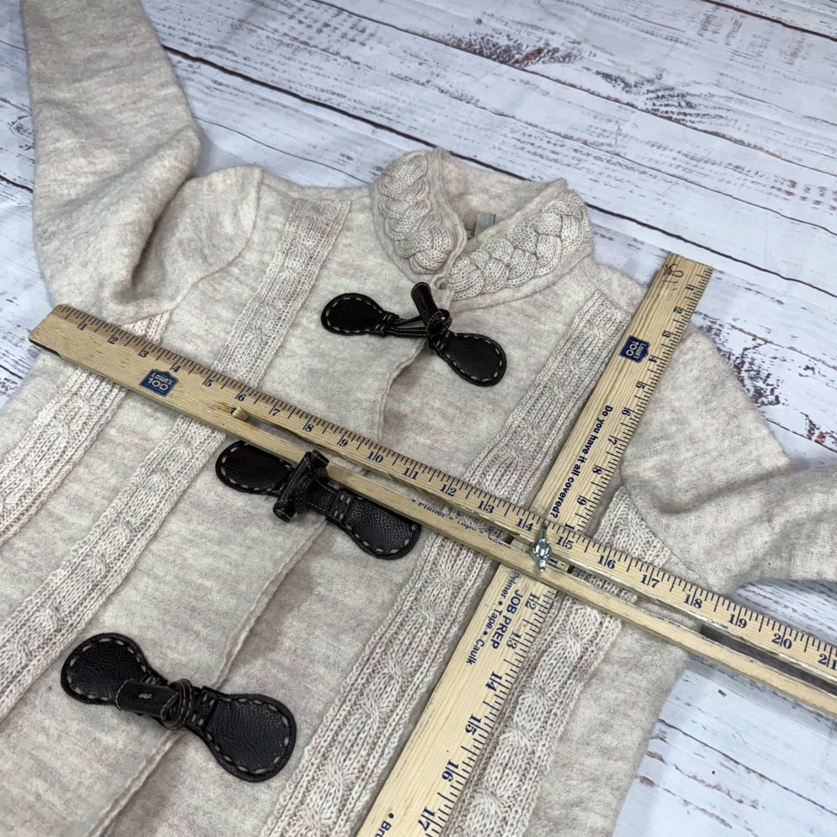 Vintage Venario Women's Beige Wool Cardigan Sweater Knit Trim Long Sleeve Sz S Size S / US 4 / IT 40 - 2 Thumbnail