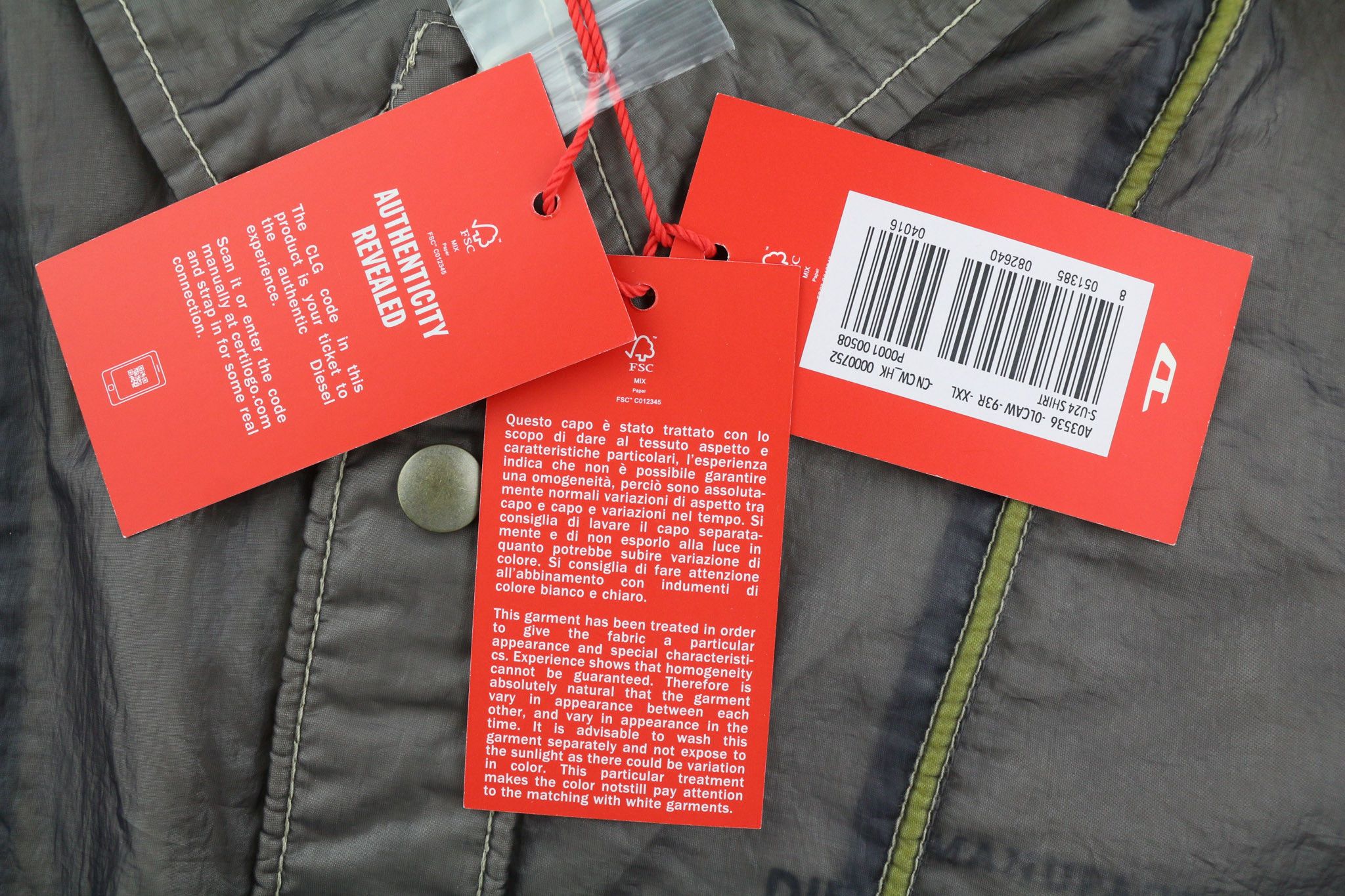 Diesel S-U24 2XL Windbreaker Snap Buttons Coated Polo Jacket 40012 Size US XXL / EU 58 / 5 - 12 Thumbnail