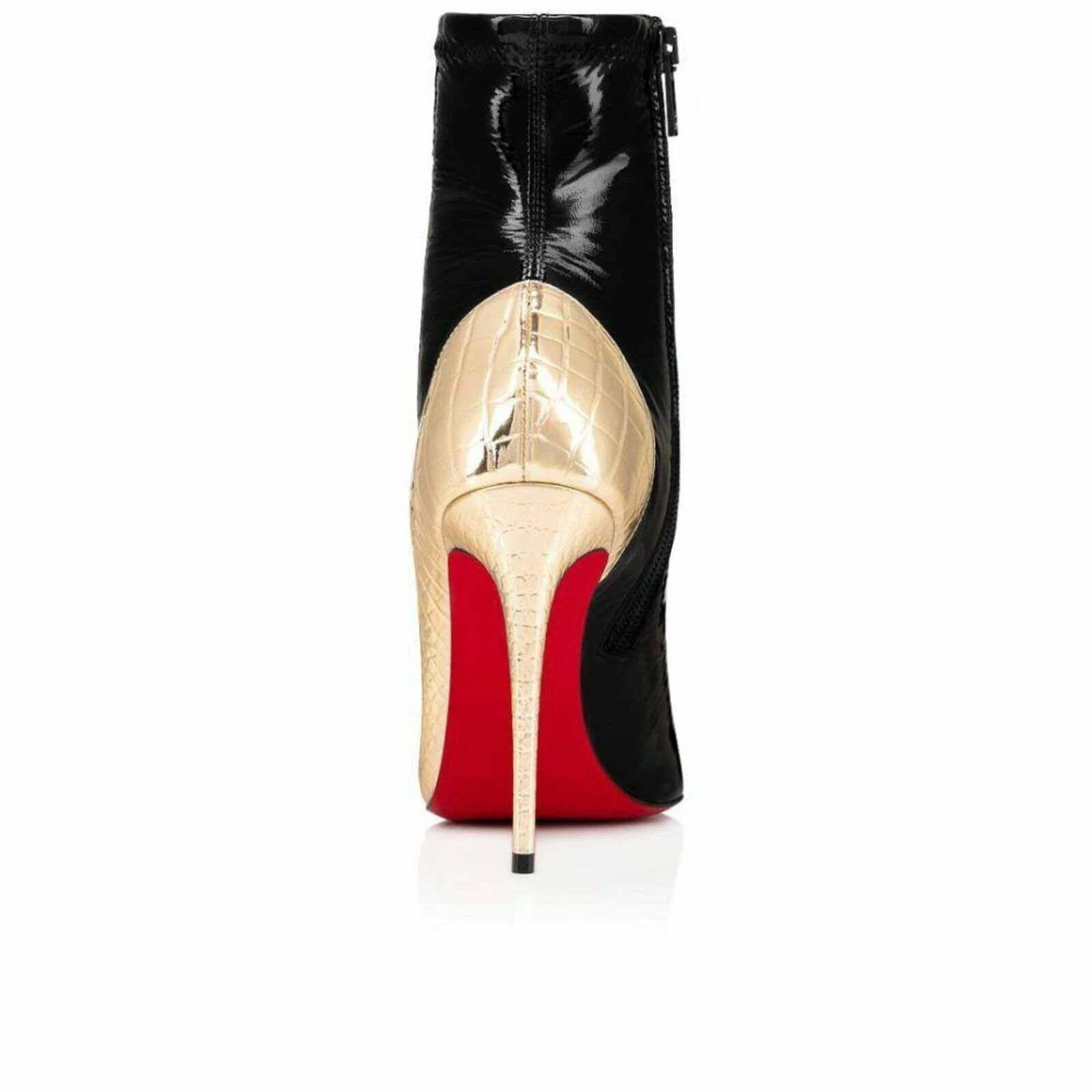 Christian Louboutin Christian Louboutin Bibooty 100 Black Platine Gold Patent Size US 7 / IT 37 - 10 Thumbnail