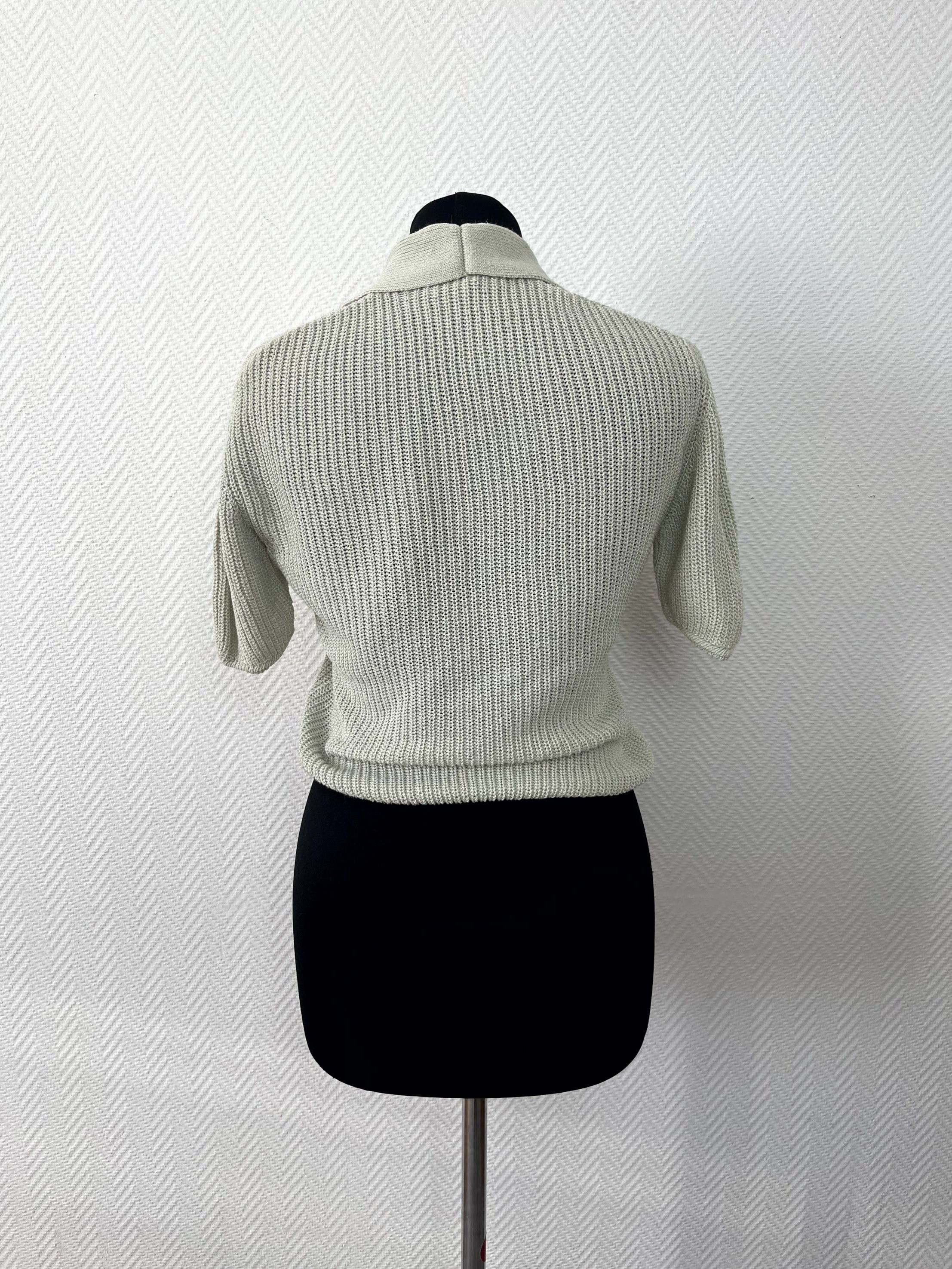 Marella Marella Tricot Knit Polo Top Gray T-Shirt V Neck Size S Size S / US 4 / IT 40 - 12 Thumbnail
