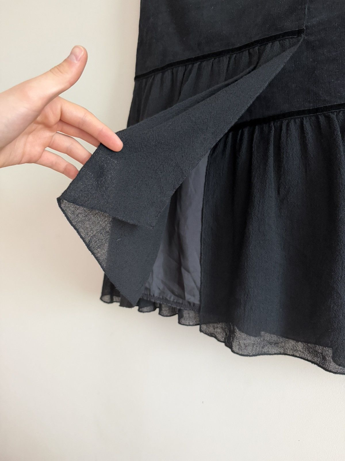 Vintage Avant Garde Velvet Panel Midi Skirt Size 30" / US 8 / IT 44 - 3 Thumbnail