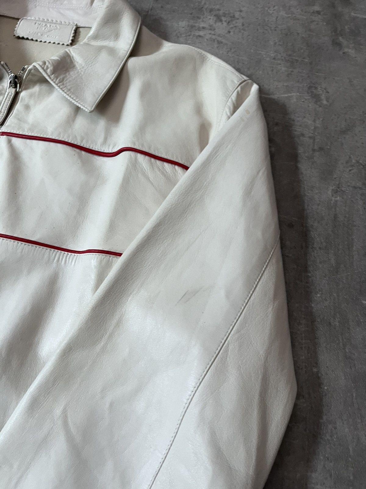 Prada Vintage Prada soft leather jacket white red line 90s Size US L / EU 52-54 / 3 - 11 Thumbnail