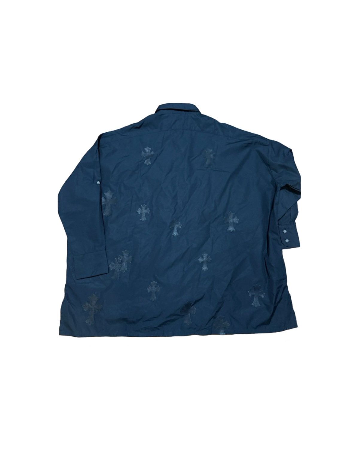 Chrome Hearts Black leather cross patch mahal kita button up shirt Size US M / EU 48-50 / 2 - 2 Thumbnail