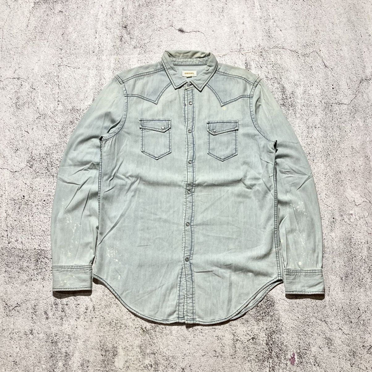 Diesel Vintage Diesel Cowboy Western Shirt Blue Washed Jeans Size US XL / EU 56 / 4 - 1 Thumbnail
