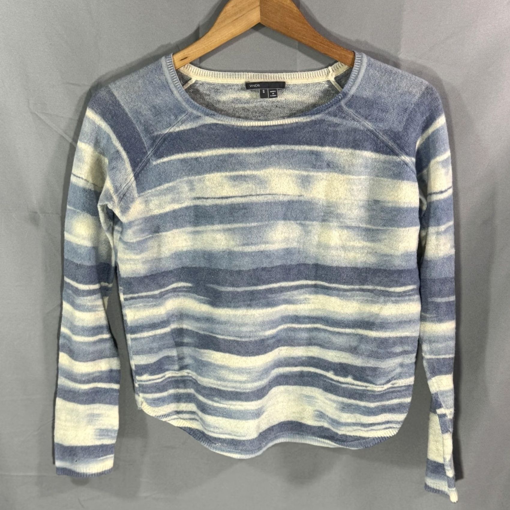 Vince Vince Sweater Womens Small Blue White Striped Wool Cashmere Pullover Lightweight Size S / US 4 / IT 40 - 2 Thumbnail