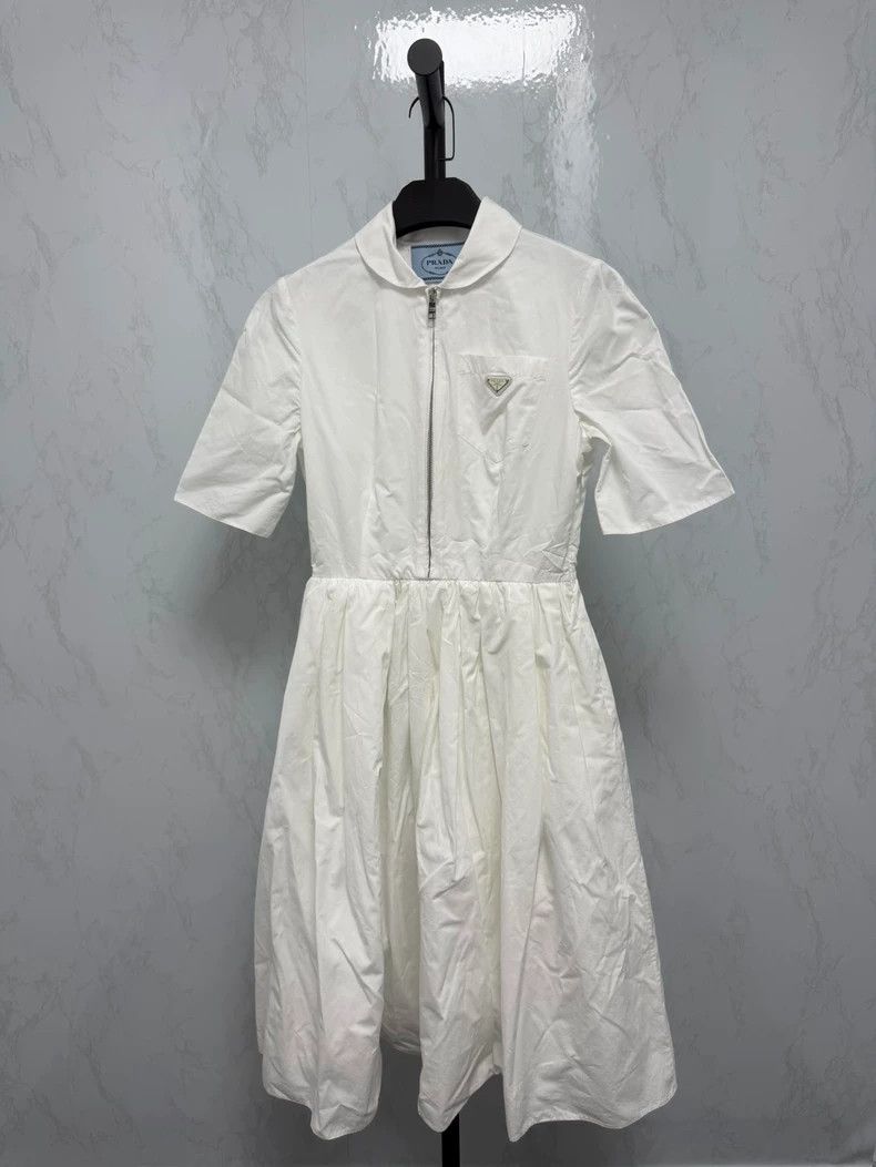 Prada Prada Front zipper logo doll collar dress Size S / US 4 / IT 40 - 1 Thumbnail