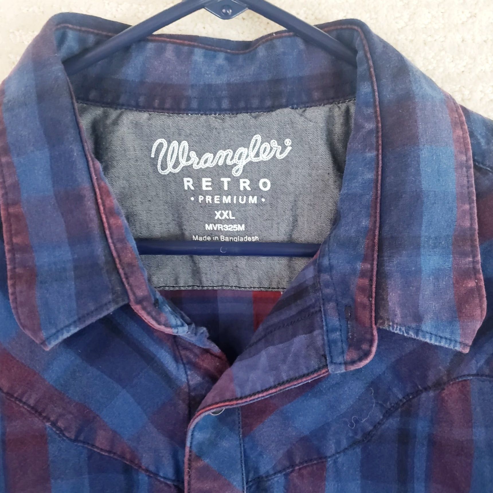 Wrangler VINTAGE Wrangler Retro Premium Shirt Men 2XL Blue Plaid Pearl Snap Western 90s Cowboy Casual Mens Size US XXL / EU 58 / 5 - 6 Thumbnail