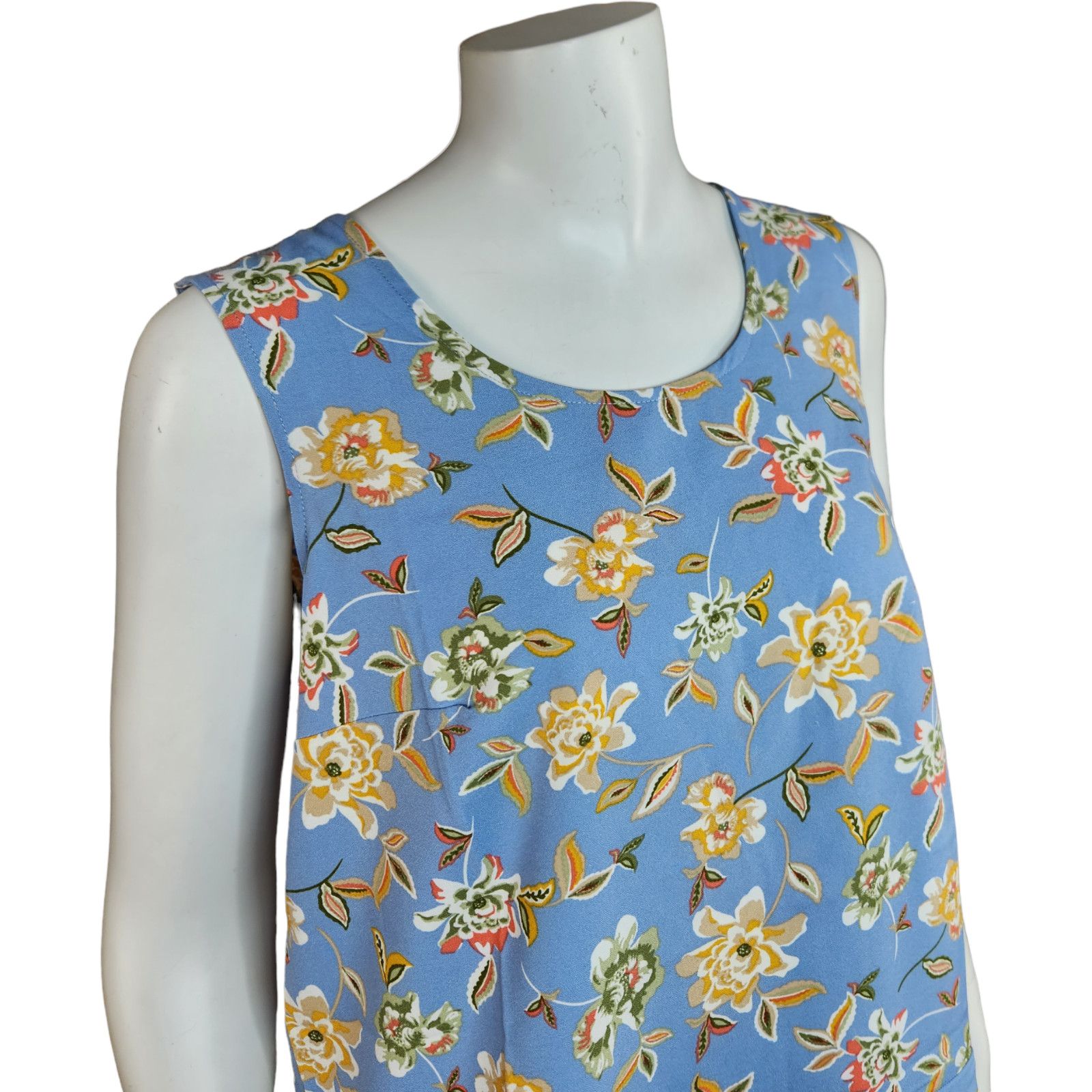 Denim & Co. Denim & Co Sleeveless Tank Top Blue Floral X-Small NWOT Size XS / US 0-2 / IT 36-38 - 11 Thumbnail