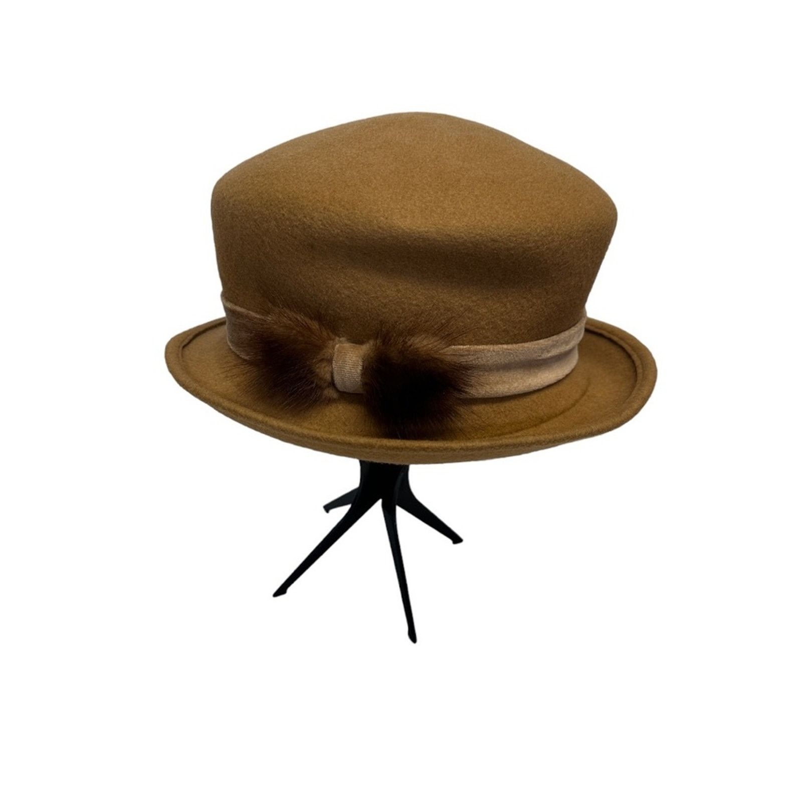 Lord & Taylor Lord & Taylor 100% Wool Tan Bow Round Hat Size ONE SIZE - 1 Thumbnail