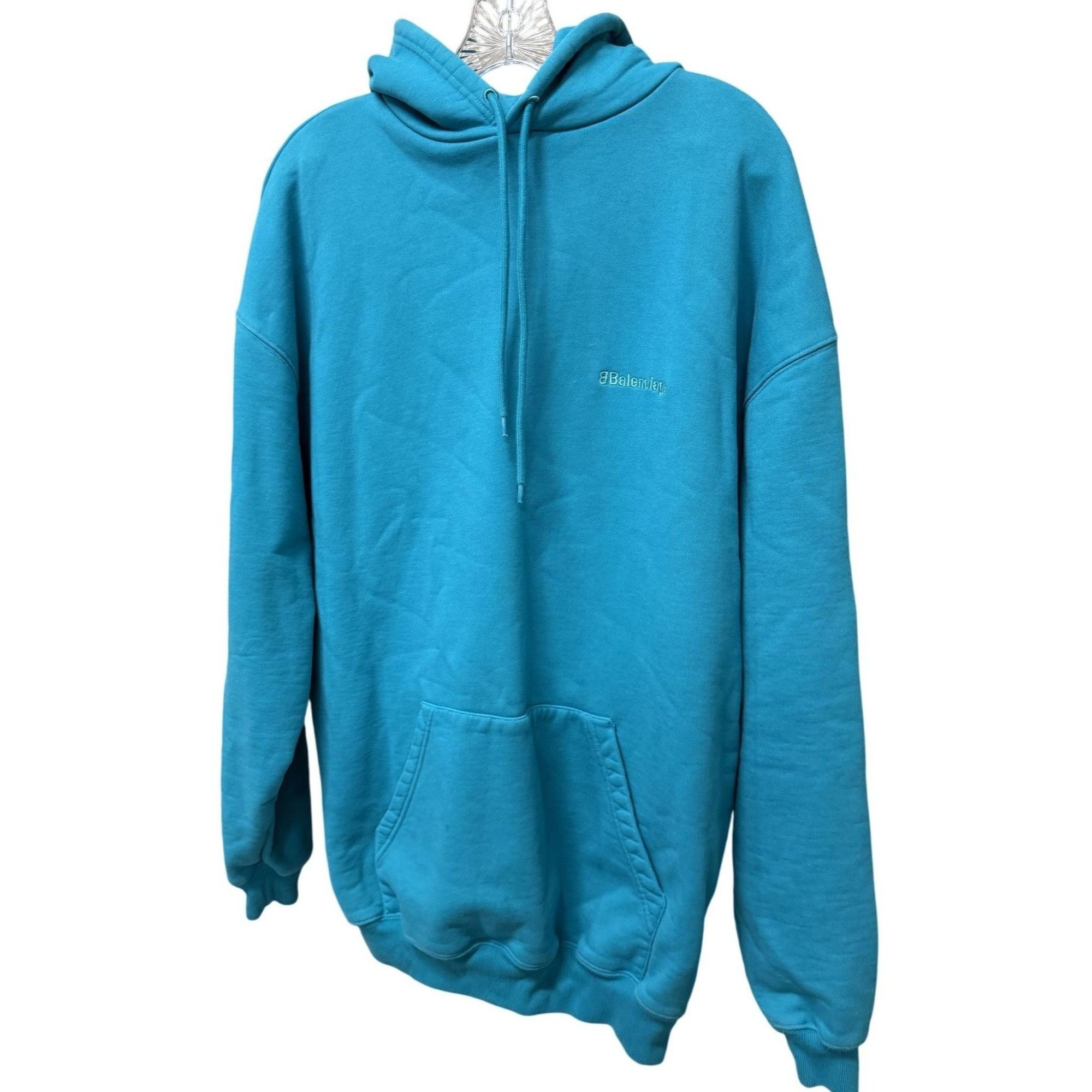 Balenciaga Unisex Wardrobe Oversized Turquoise Hoodie With L