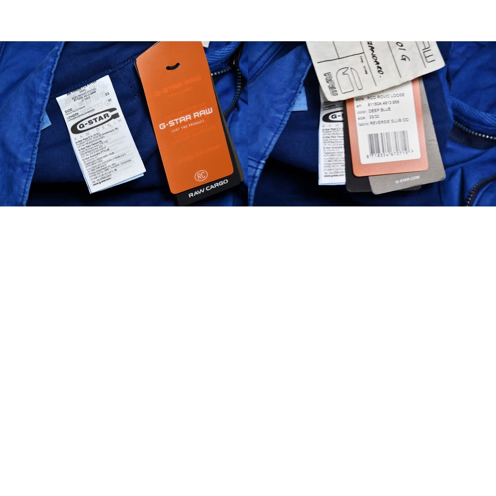 G-Star G-Star Cargo RCO Rovic Loose Deep Blue Men's W33 L32 Jeans Inseam 32 Cargo Style Pockets Regular Size 33 Blue Colored Size US 33 - 9 Thumbnail